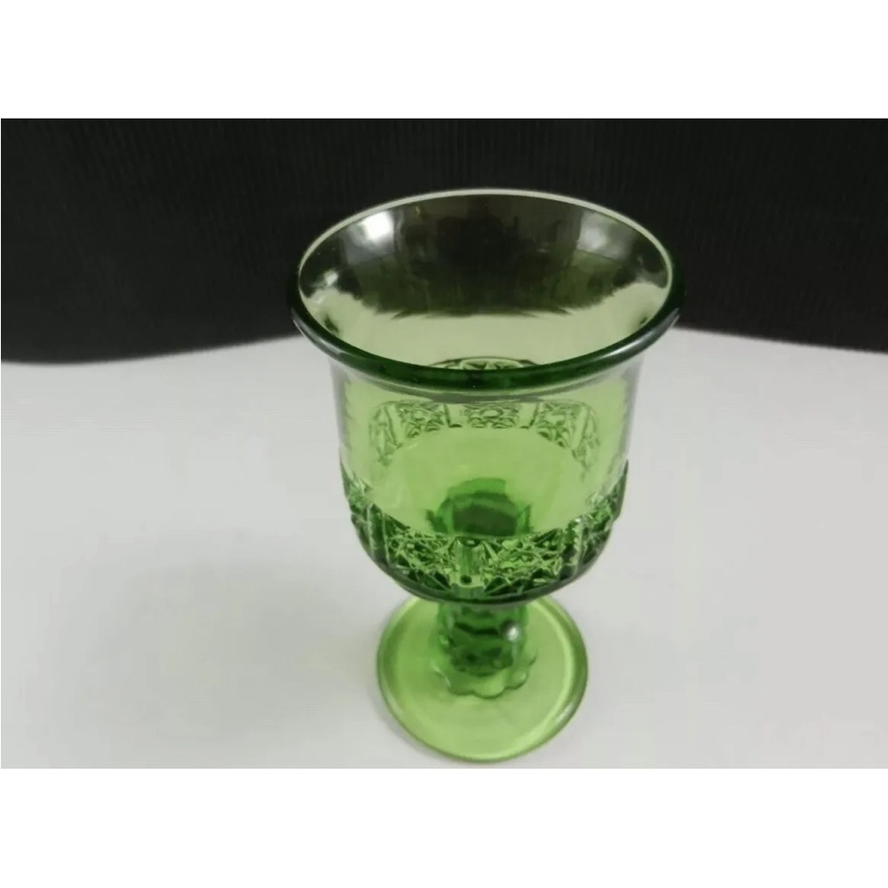 Vintage LG Wright Green Daisy & Cube Goblet